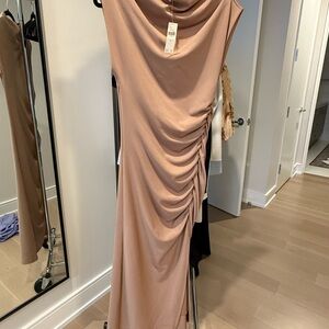 Anthropologie  Ruched Dress in Tan- new with tags